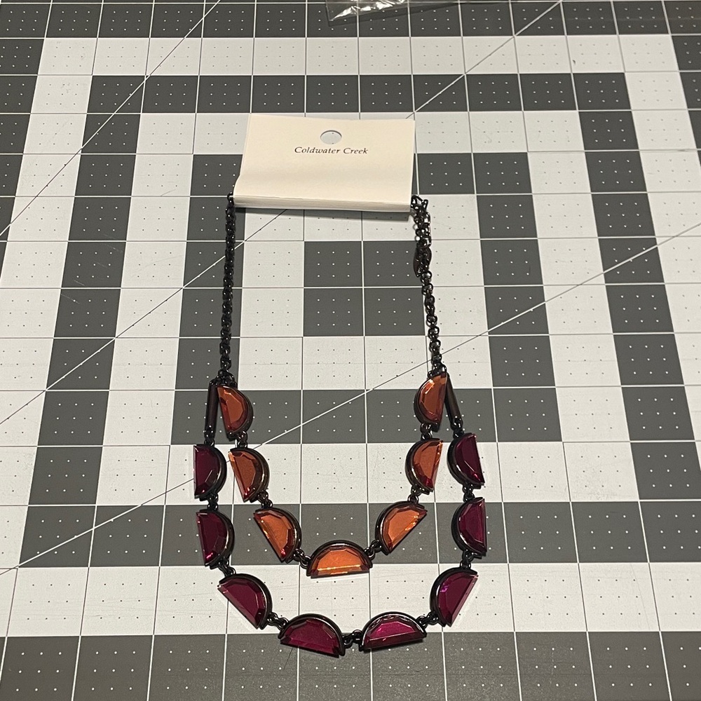 Coldwater Creek Orange and Magenta Double Strand Necklace D03 6671